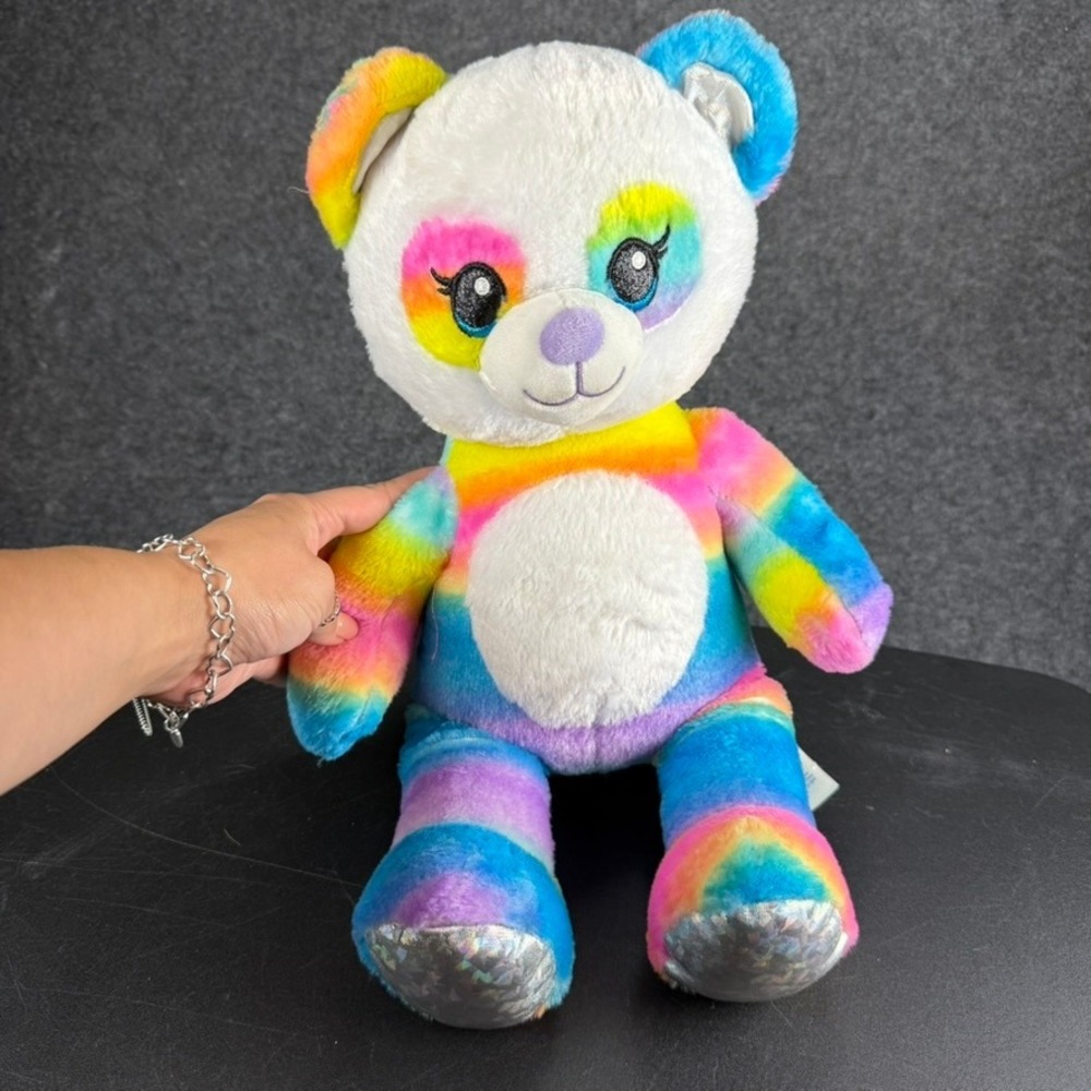 Build a Bear BABW Rainbow‎ Stripes Panda Plush Stuffed Animal Colorful Toy